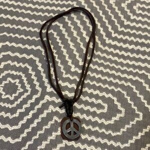 Adjustable Boho Brown Peace Sign Necklace